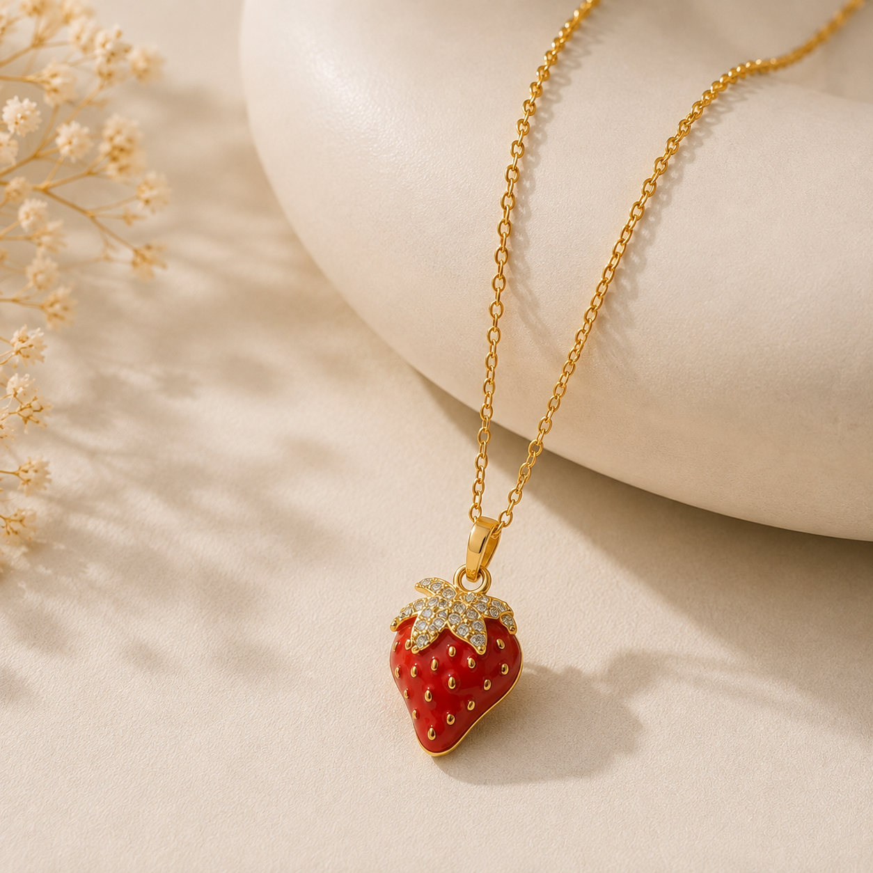 Berry Cute Strawberry Pendant Necklace